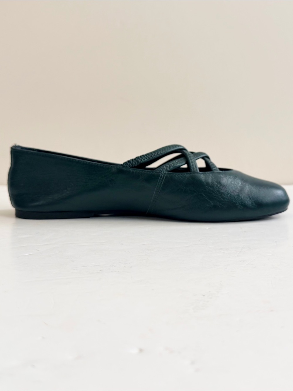 Sam & Libby Leather Crisscross Regency Dark Green Ballet Flats Size 6.5B - Picture 5 of 9